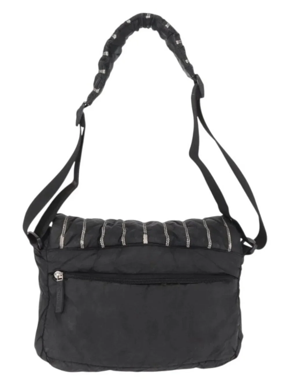 CHANEL Shoulder Bag Nylon Black CC Auth bs32635